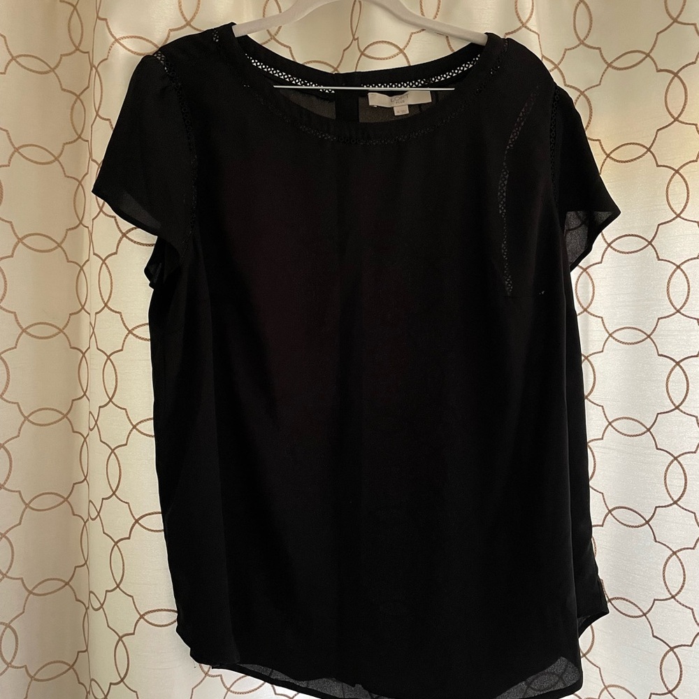 LOFT Black Short Sleeve Blouse